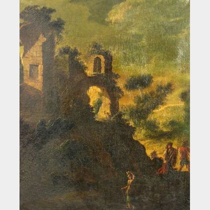 Manner of Franceso Zuccarelli (Italian, 1701/02-1788) Pastoral Landscape with Figures and Ruins