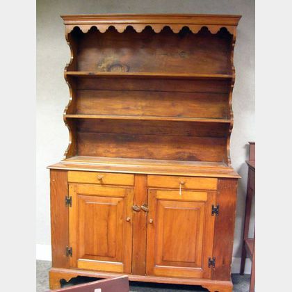 Colonial Revival Pine Two-Part Cupboard. 