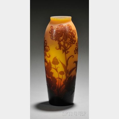 D'Argental Art Nouveau Cameo Glass Vase