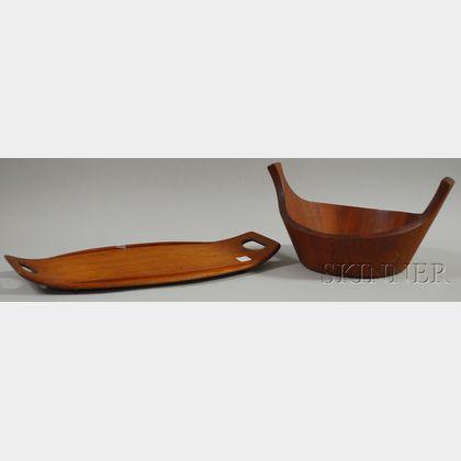 Jens Quistgaard Mid-century Modern Staved Teak Viking Bowl and Tray