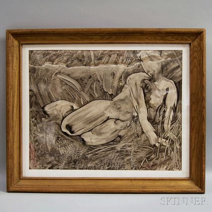 Luigi Lucioni (Italian/American, 1900-1988) Reclining Nude.