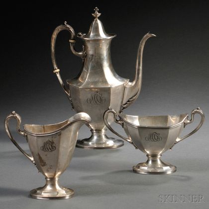 Three-piece Reed & Barton Sterling Silver Coffee Service