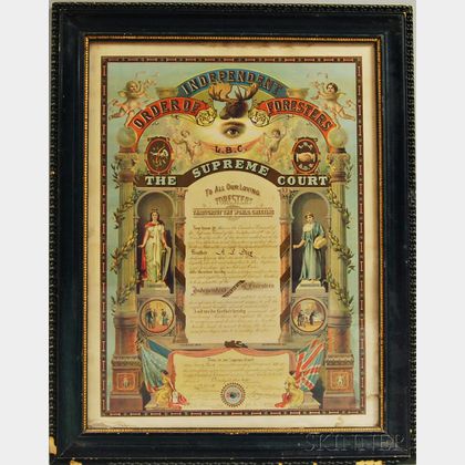 Framed Independent Order of Foresters Colored Lithograph