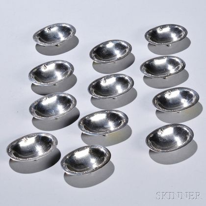 Twelve Danish Sterling Silver Nut Dishes