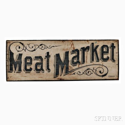 Paint-decorated "Meat Market" Trade Sign