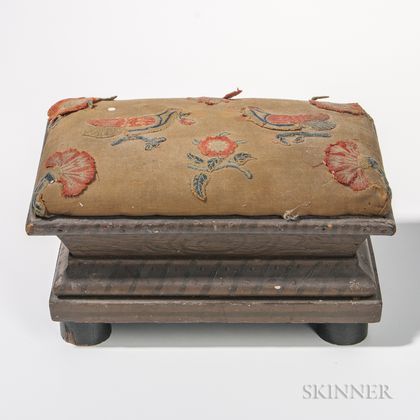 Upholstered and Embroidered Classical Painted Stool
