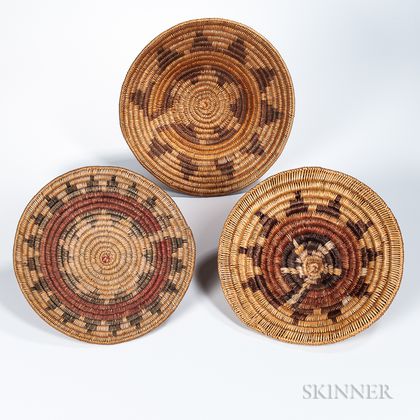 Three Coiled Navajo Wedding Baskets