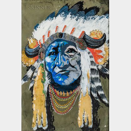 American School, 20th Century Portrait of a Native American Chief