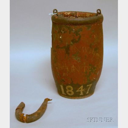 Painted Leather Fireman's Bucket