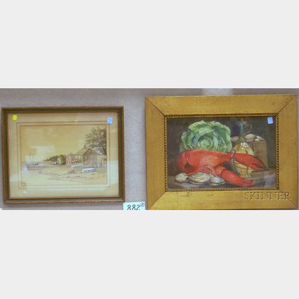 Two Framed Watercolors on Paper