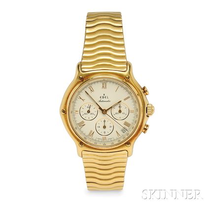 Gentleman's 18kt Gold Chronograph Wristwatch, Ebel
