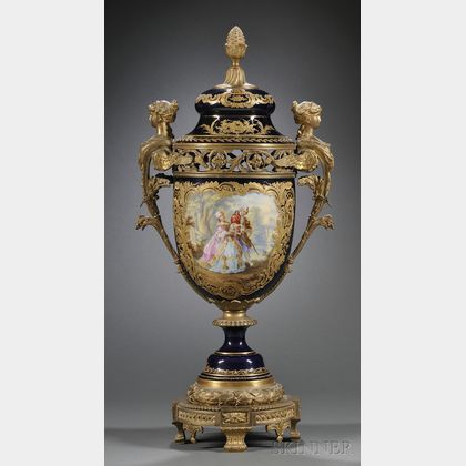Sevres-style Bronze-mounted Vase and Cover