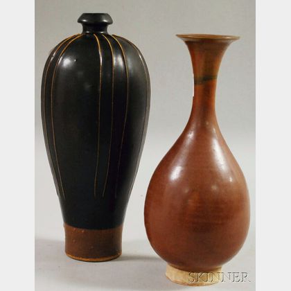 Two Northern Asian Brownware Vases