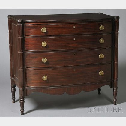 Federal Carved Mahogany and Mahogany Veneer Chest of Drawers