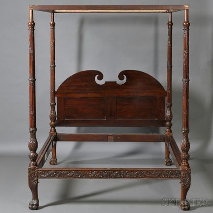 Georgian-style Carved Mahogany Tester Bed