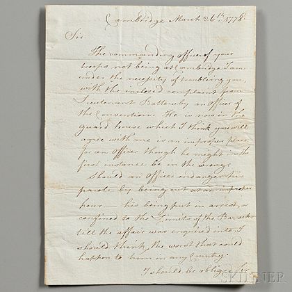 Burgoyne, John (1722-1792) Secretarial Letter Signed, 26 March 1778.