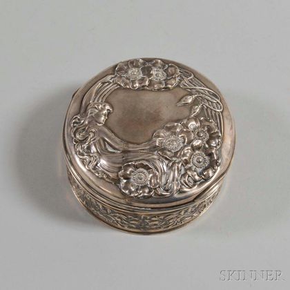 Art Nouveau Unger Brothers Sterling Silver Covered Ring Box