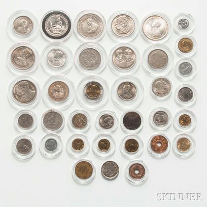 Thirty-six Modern Thai Coins. Estimate $50-100