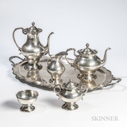 Six-piece Mexican Sterling Silver Tea and Coffee Service