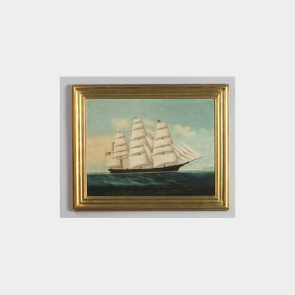 Chinese Export School, 19th Century Portrait of the American Clipper Ship The Charles B. Kenney of New York.