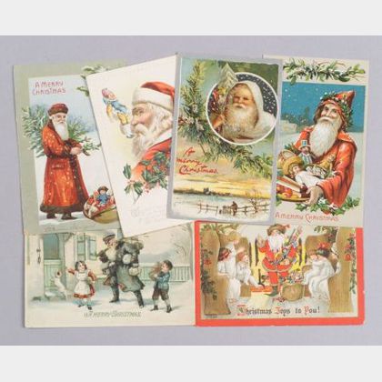 Collection of Approximately 116 Turn-of-the-Century Chromolithograph Christmas Post Cards