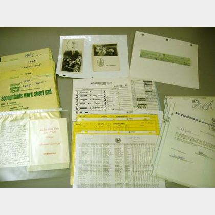 Group of Boston Red Sox Clubhouse Equipment Ledgers and Ephemera