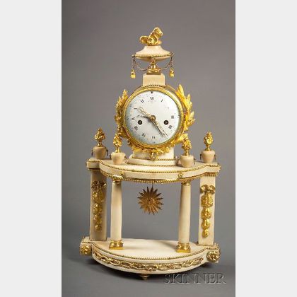 Louis XVI White Marble and Ormolu-mounted Portico Mantel Clock