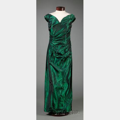 Christian Dior Green Taffeta Gown