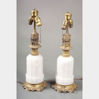 Pair of Opaline Glass Lamp Bases