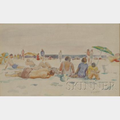 Bernard Gussow (American, 1881-1957) Figures at the Beach