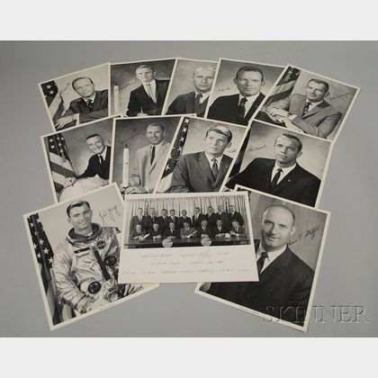 Eleven Autographed Portrait Photograph Prints of the First Sixteen NASA Astronauts to Join the Manned Spacecraft Center Training Progra