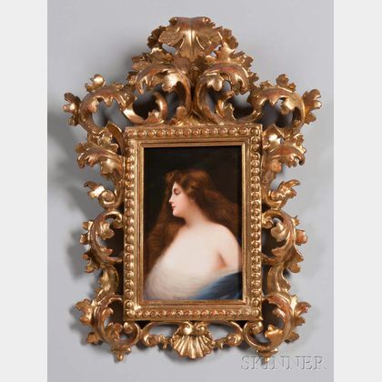 Hutschenreuther Hand-painted Porcelain Plaque of a Nymph