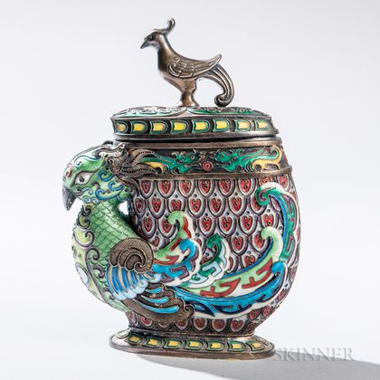 Chinese Silver and Enamel Covered Box