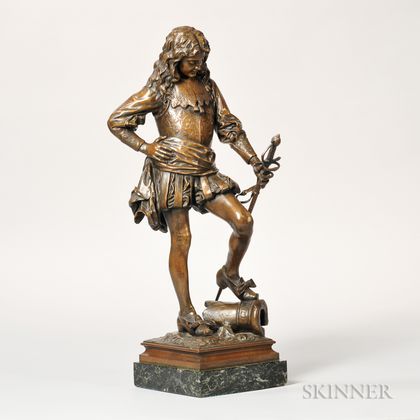 French School, 19th Century Bronze Figure of a Cavalier with Sword