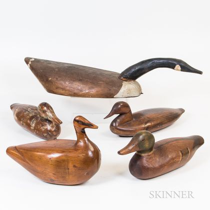 Five Carved Decoys