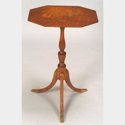 Federal Tiger Maple Inlaid Candlestand