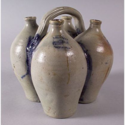 Cobalt Decorated Conjoined Stoneware Jugs