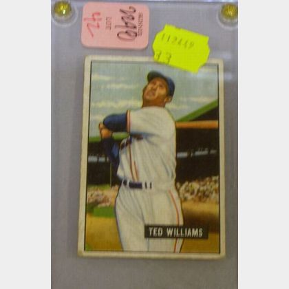 1951 Bowman Gum no.165 Ted Williams Baseball Card. 