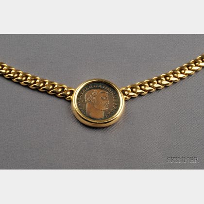 18kt Gold and Ancient Coin Pendant Necklace, Bulgari