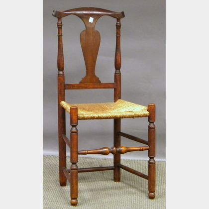 Queen Anne Birch and Maple Side Chair with Woven Rush Seat. 