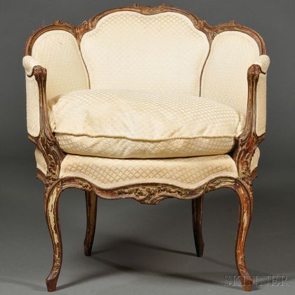 Louis XV-style Upholstered Beechwood Bergere