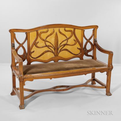 Continental Art Nouveau Bench
