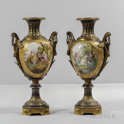 Pair of Sevres-style Porcelain Vases