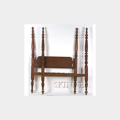 Classical Red-Stained Turned and Carved Tall Post Bed, 