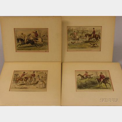 John Leech (British, 1817-1864) Lot of Four Equestrian Scenes