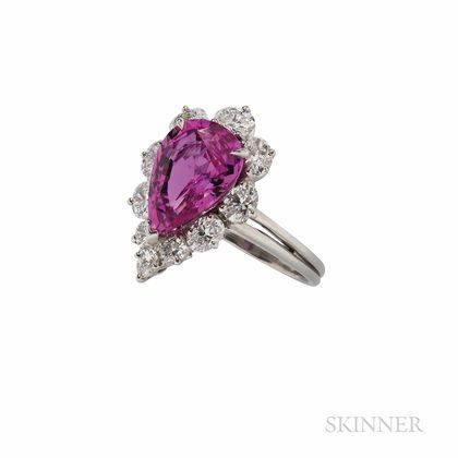 Oscar Heyman Platinum, Pink Sapphire, and Diamond Ring
