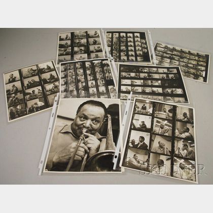 Collection of Don Bronstein (1926-1928) Photographic Contact Sheets Depicting Duke Ellington and Orchestra Members in the Recording ...