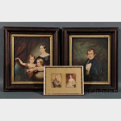 American School, 19th Century Four Sheaff Family Portraits.