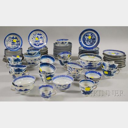 Approximately Eighty-two Pieces of Chinese Export Porcelain Canton Tableware
