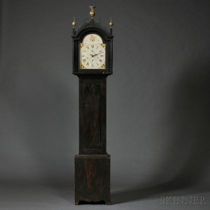 Grain-painted Pine Tall Case Clock